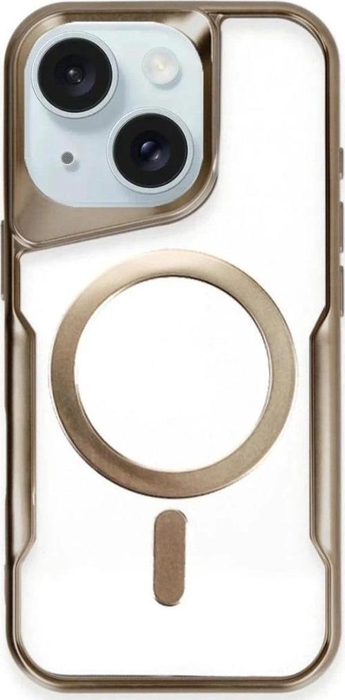 iPhone 15 Plus Kılıf Boyi Magsafe Silikon Kapak - Kahverengi