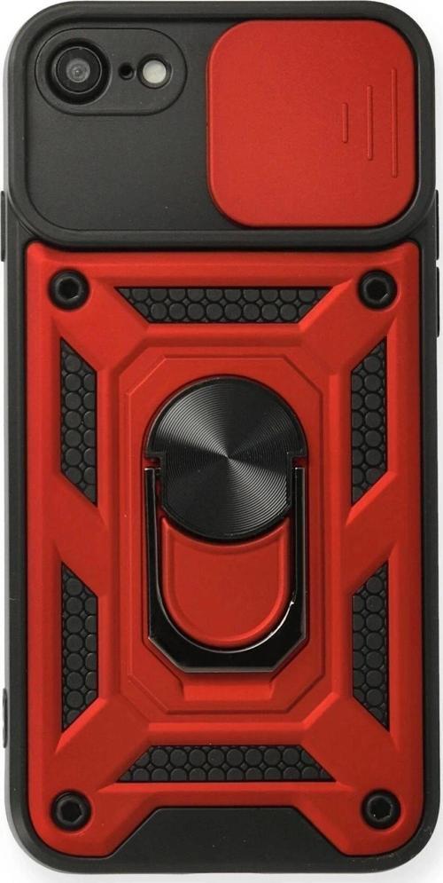 iPhone 7 Kılıf Pars Lens Yüzüklü Silikon - Kırmızı