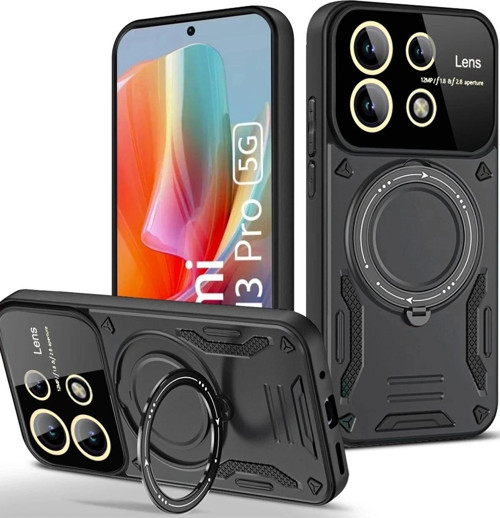 Xiaomi Redmi Note 13 Pro 5G Kılıf Joy Lens Standlı Kapak - Siyah