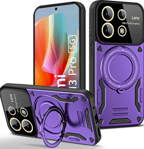 Xiaomi Redmi Note 13 Pro 5G Kılıf Joy Lens Standlı Kapak - Mor