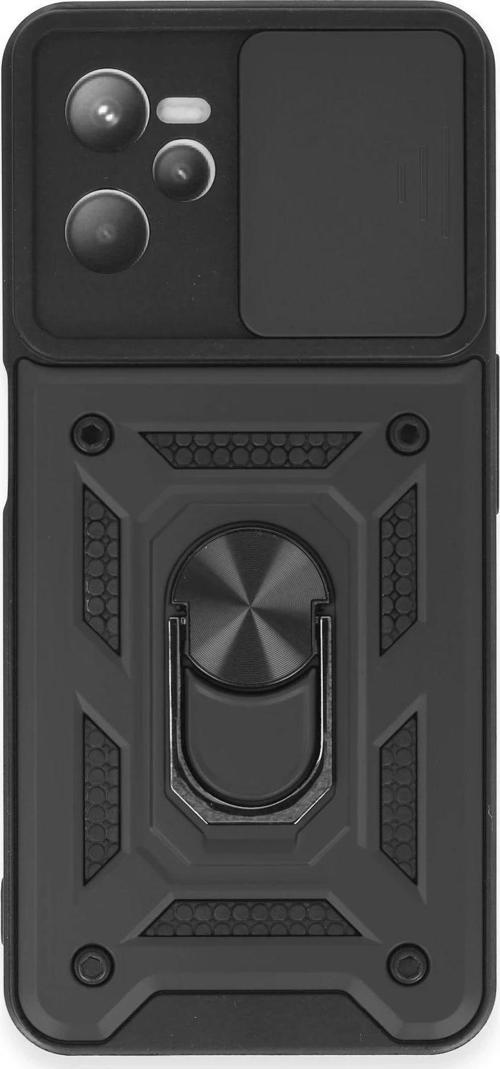 Realme C35 Kılıf Pars Lens Yüzüklü Silikon - Siyah