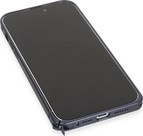 Joko iPhone 15 Pro Max Kılıf Metal Bumper Magneticsafe Kapak - Lacivert