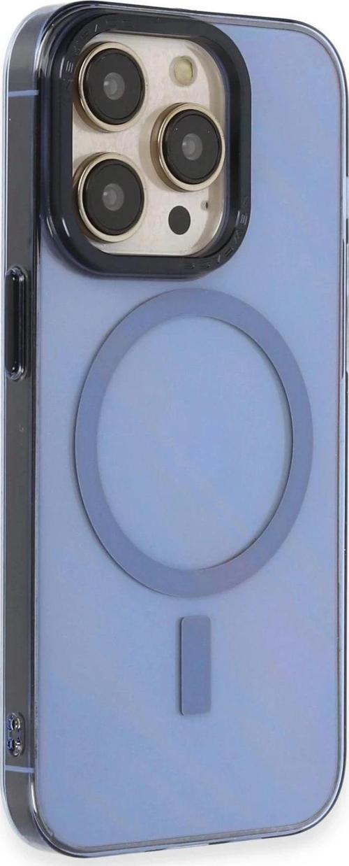 iPhone 14 Pro Kılıf Anka PC Magneticsafe Sert Metal Kapak - Sierra Blue