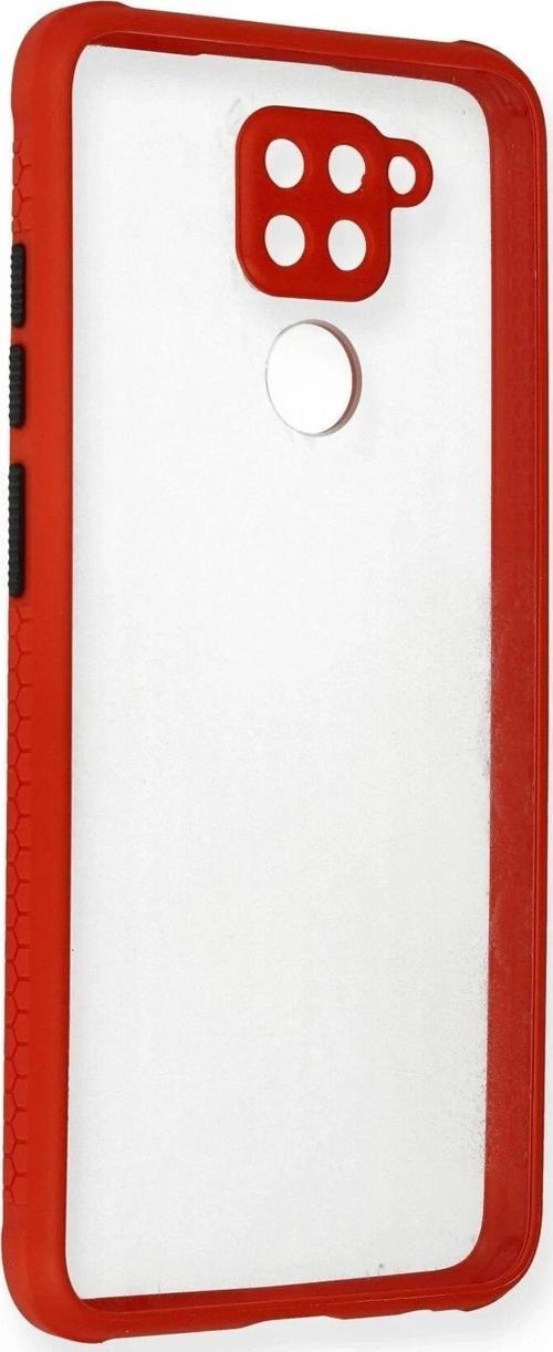 Xiaomi Redmi Note 9 Kılıf Miami Şeffaf Silikon - Kırmızı