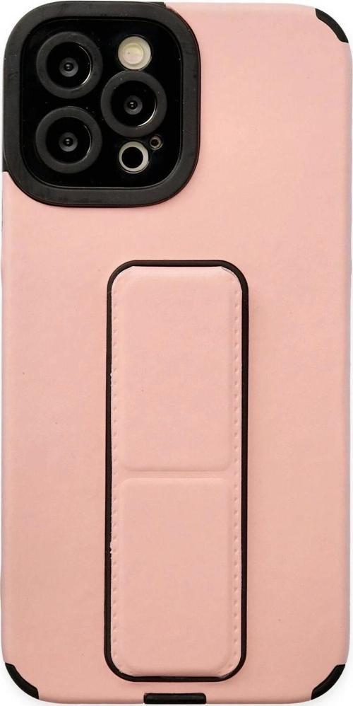 iPhone 12 Pro Max Kılıf Mega Standlı Silikon - Pudra