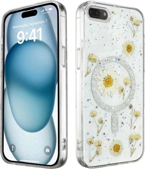 iPhone 7 Kılıf Daisy Simli Magsafe Kapak - Gümüş