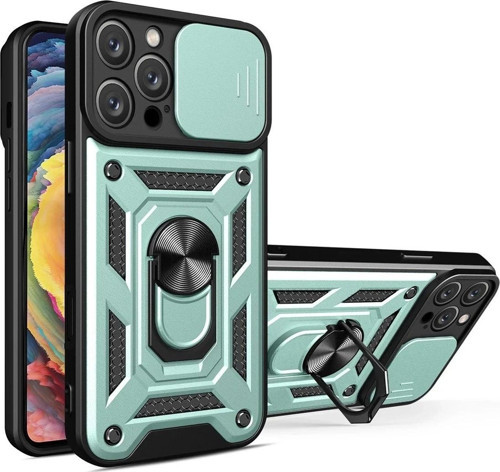 iPhone 16 Pro Kılıf Pars Lens Yüzüklü Silikon - Yeşil