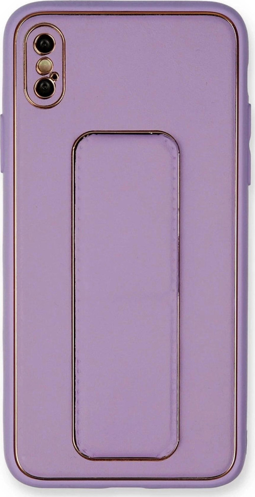 iPhone XS Max Kılıf Coco Deri Standlı Kapak - Koyu Lila