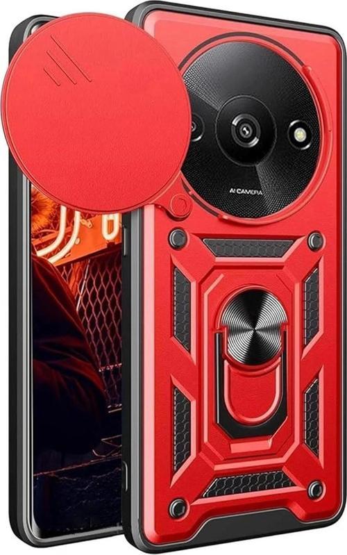 Xiaomi Redmi A3 4G Kılıf Pars Lens Yüzüklü Silikon - Kırmızı