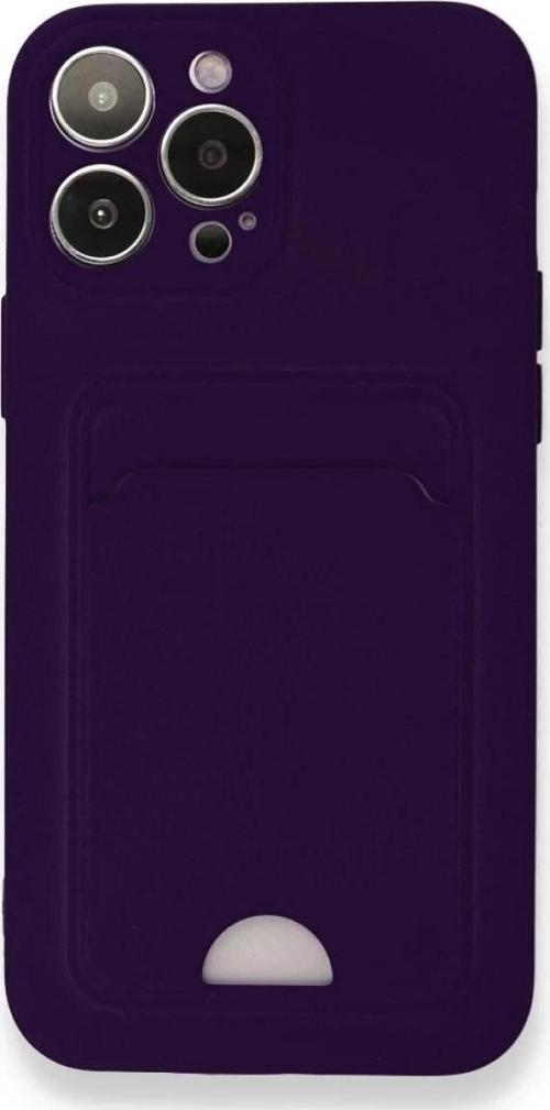 iPhone 13 Pro Kılıf Kelvin Kartvizitli Silikon - Derin Mor