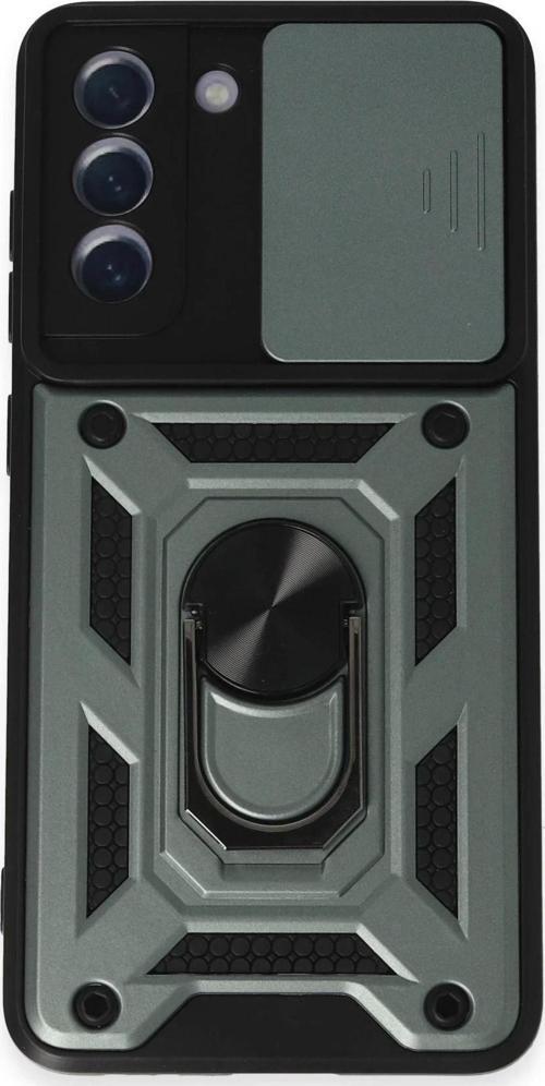 Samsung Galaxy S21 FE Kılıf Pars Lens Yüzüklü Silikon - Yeşil