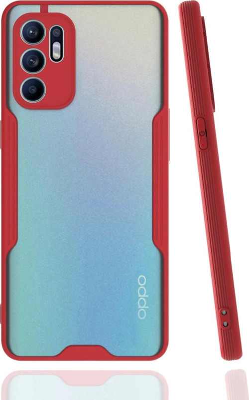 Oppo Reno 6 Kılıf Platin Silikon - Kırmızı