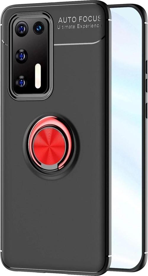 Huawei P40 Kılıf Range Yüzüklü Silikon - Siyah-Kırmızı