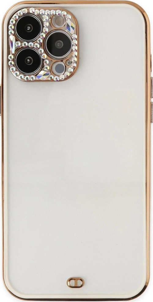 iPhone 13 Pro Kılıf Liva Taşlı Silikon - Beyaz