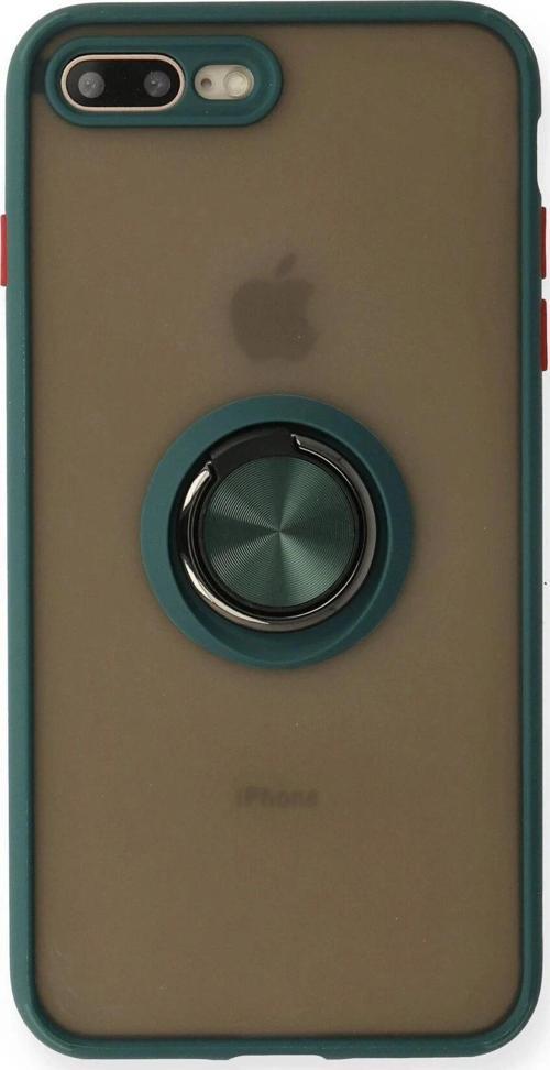 iPhone 7 Plus Kılıf Montreal Yüzüklü Silikon Kapak - Yeşil