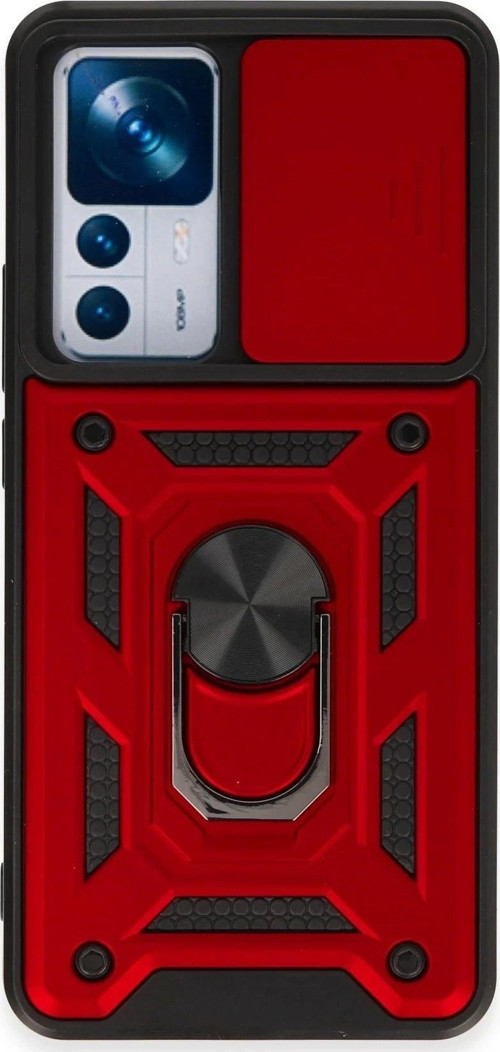 Xiaomi Mi 12T Pro Kılıf Pars Lens Yüzüklü Silikon - Kırmızı