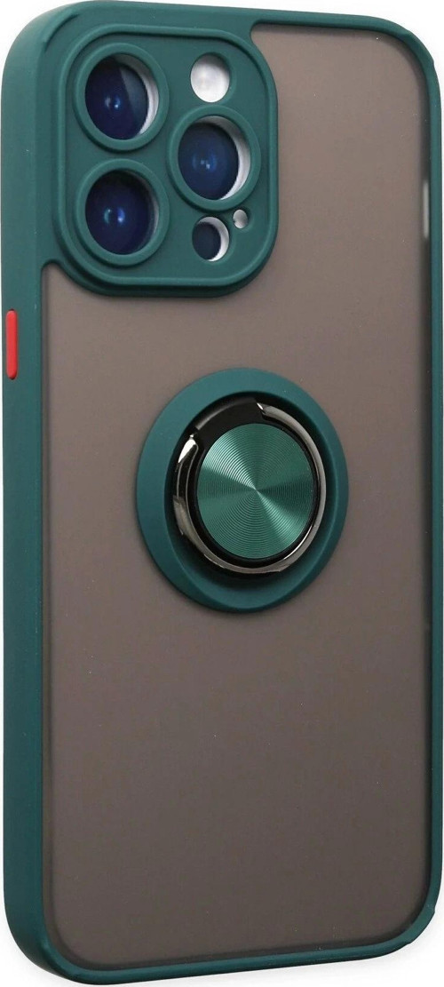 iPhone 14 Pro Kılıf Montreal Yüzüklü Silikon Kapak - Yeşil