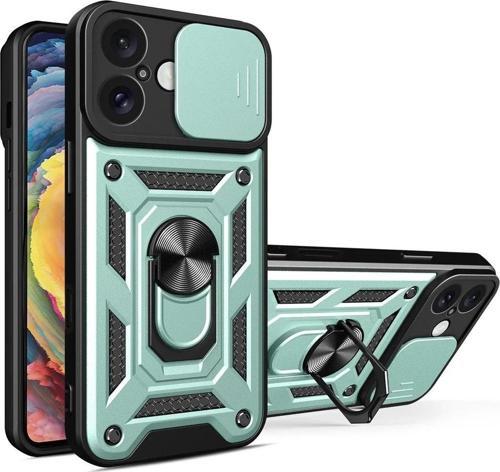 iPhone 16 Kılıf Pars Lens Yüzüklü Silikon - Yeşil