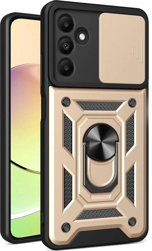 Samsung Galaxy M15 Kılıf Pars Lens Yüzüklü Silikon - Gold