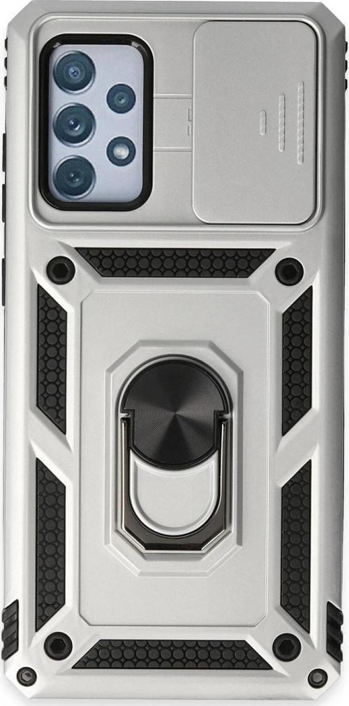 Samsung Galaxy A52 Kılıf Pars Lens Yüzüklü Silikon - Gümüş