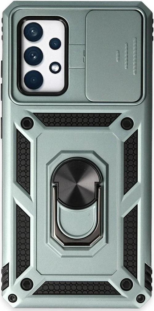 Samsung Galaxy A72 Kılıf Pars Lens Yüzüklü Silikon - Yeşil