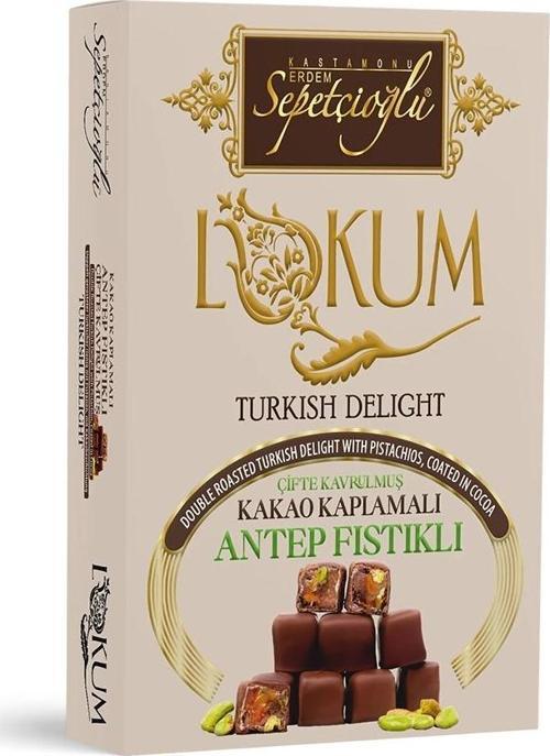 Kakao Kaplamalı Antep Fıstıklı Çifte Kavrulmuş Lokum 200G