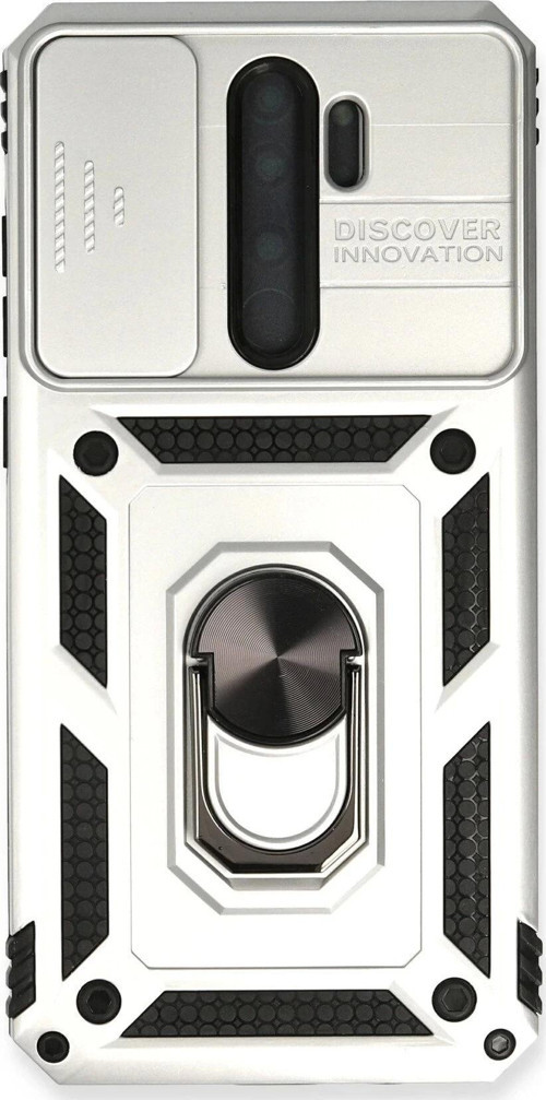 Xiaomi Redmi Note 8 Pro Kılıf Pars Lens Yüzüklü Silikon - Gümüş