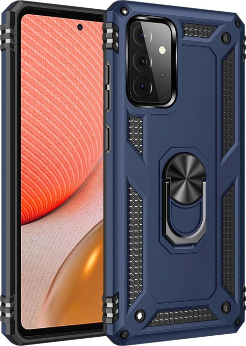 Samsung Galaxy A72 Kılıf Sofya Yüzüklü Silikon Kapak - Lacivert
