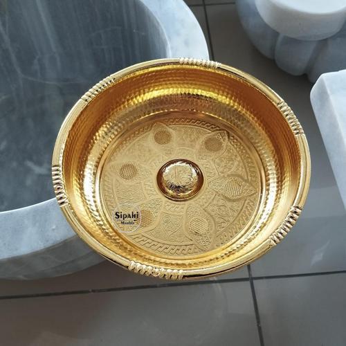 Altın Kaplama Osmanlı Hamam Tası - Pirinç
