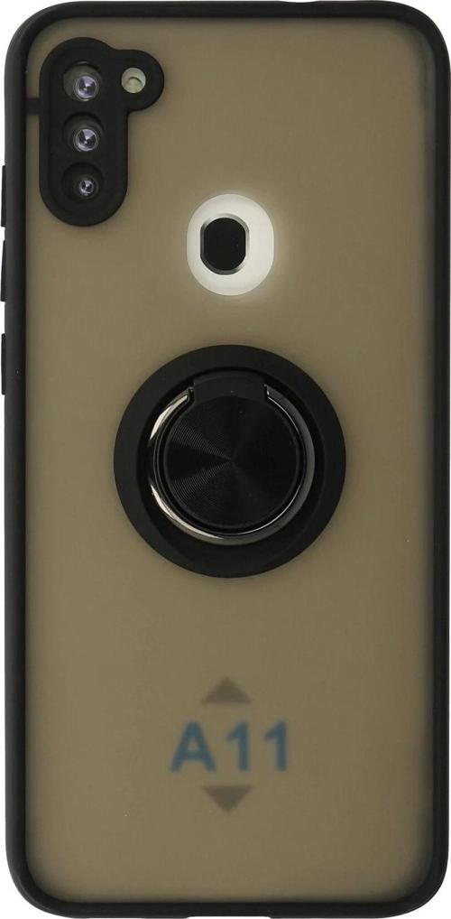 Samsung Galaxy A11 Kılıf Montreal Yüzüklü Silikon Kapak - Siyah