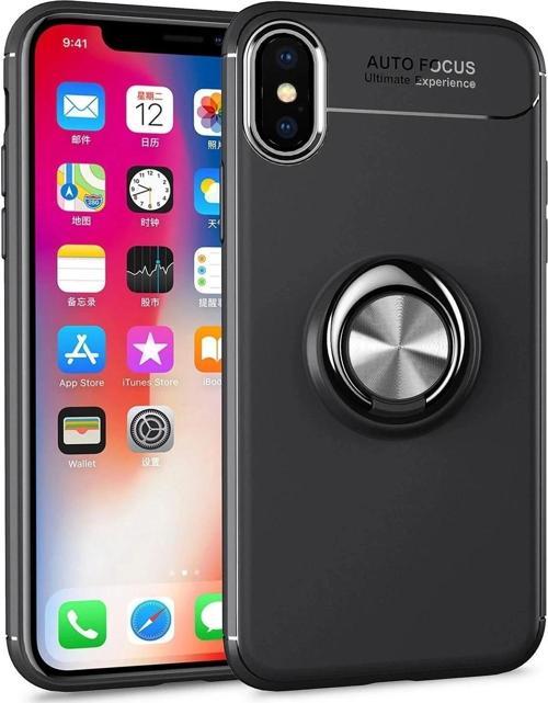 iPhone XS Max Kılıf Range Yüzüklü Silikon - Siyah