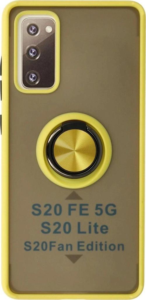 Samsung Galaxy S20 FE Kılıf Montreal Yüzüklü Silikon Kapak - Sarı