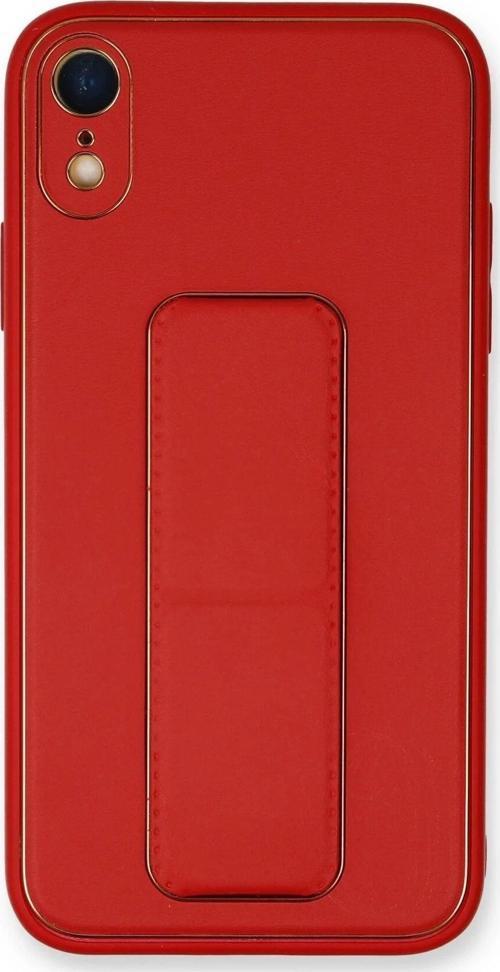 iPhone XR Kılıf Coco Deri Standlı Kapak - Kırmızı