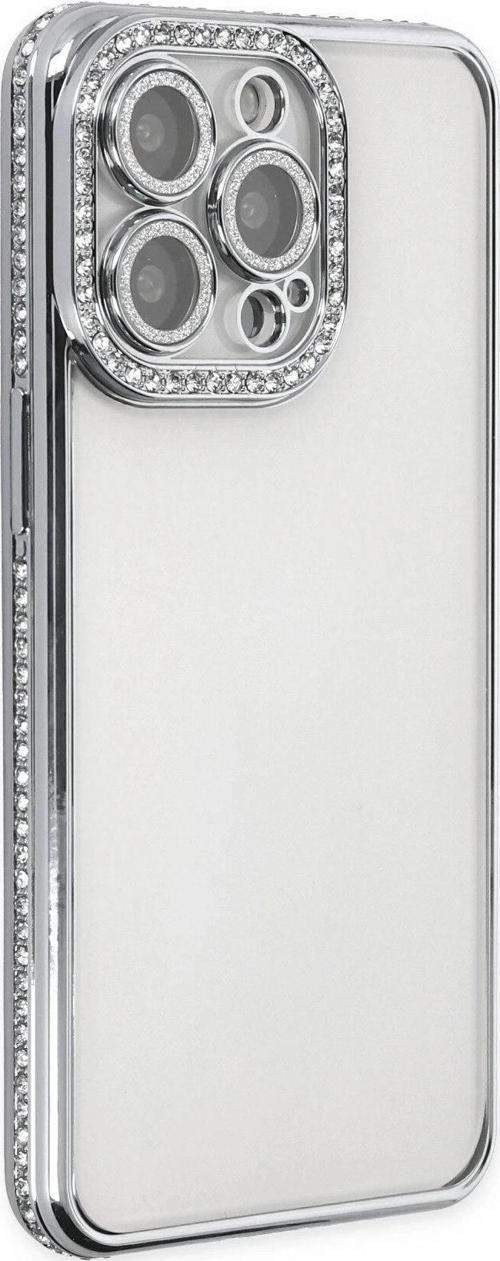 iPhone 13 Pro Kılıf Joke Taşlı Silikon - Gümüş