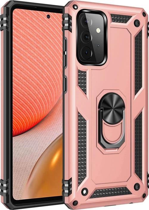 Samsung Galaxy A72 Kılıf Sofya Yüzüklü Silikon Kapak - Rose