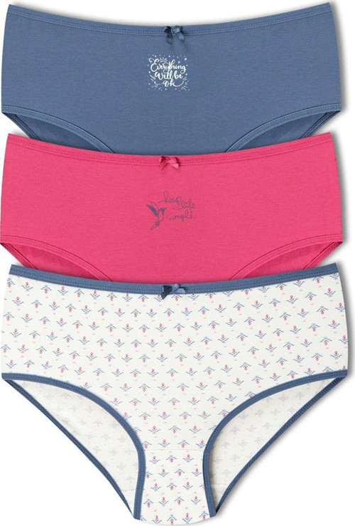 3'Lü Pamuklu Desenli Yüksek Bel Büyük Beden Külot