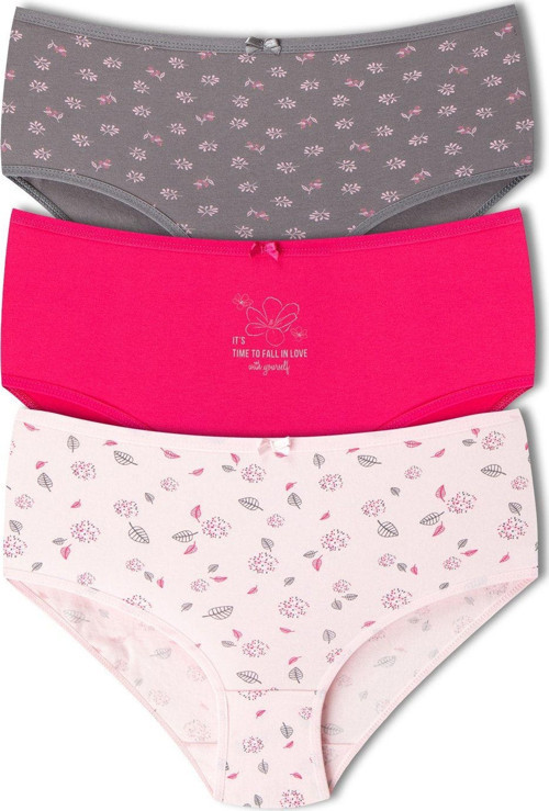 3'Lü Pamuklu Desenli Yüksek Bel Büyük Beden Külot