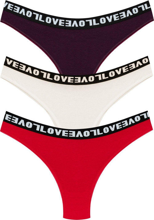 3'Lü Love Lastikli Brazil Kadın Külot