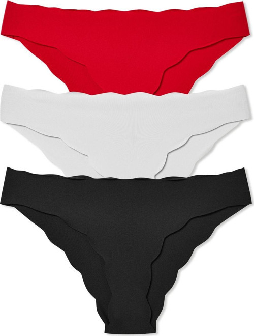 3'Lü Lazer Kesim Beli Ve Paçası Dalgalı Slip Kadın Külot