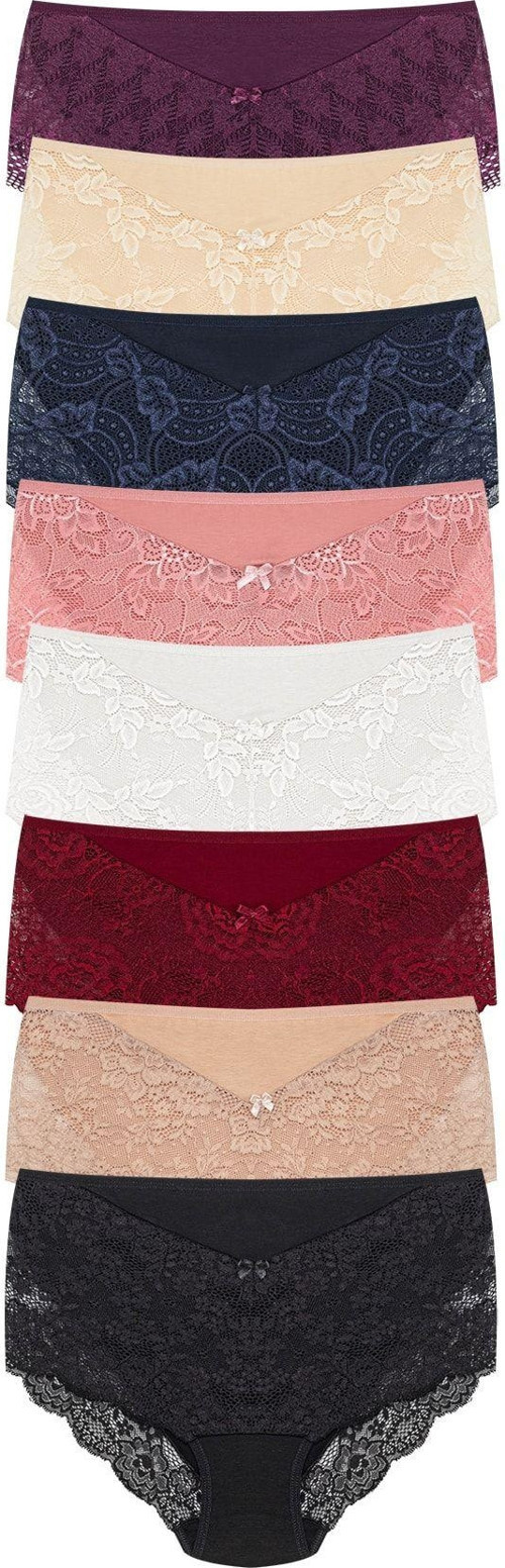 8'Li Önü Ve Arkası Dantelli Büyük Beden Pamuklu Bato Kadın Külot