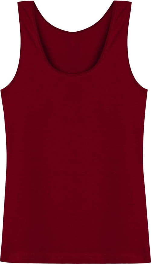 Bordo Pamuklu Büyük Beden Kalın Askılı Kadın Atlet