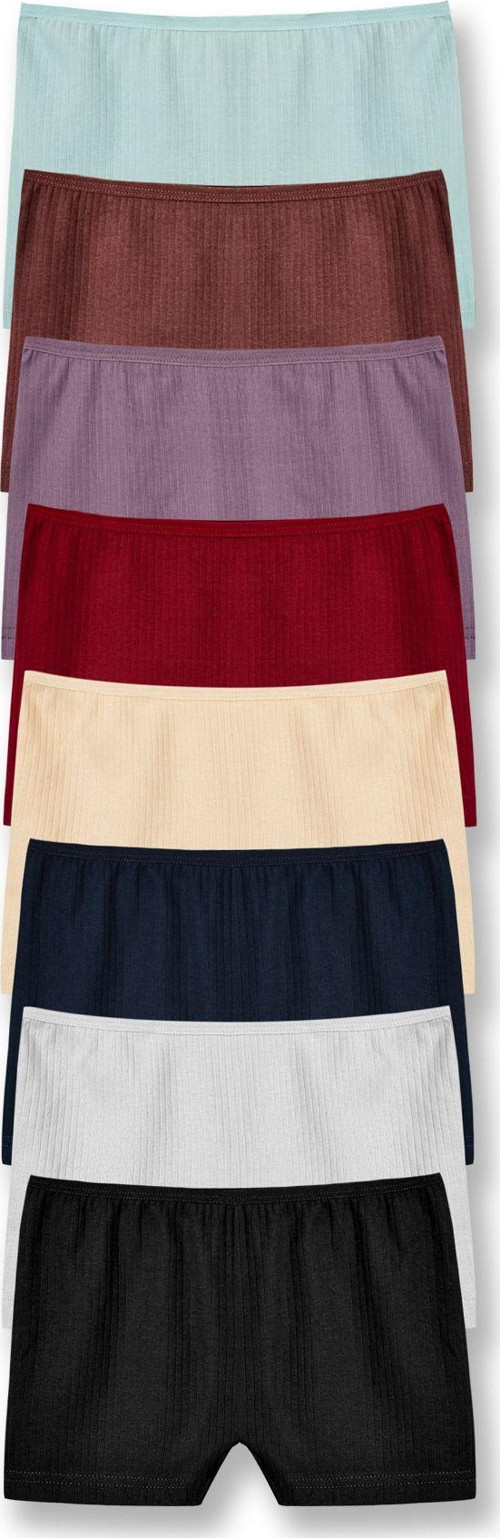 8'Li Pamuklu Fitilli Boxer Kadın Külot