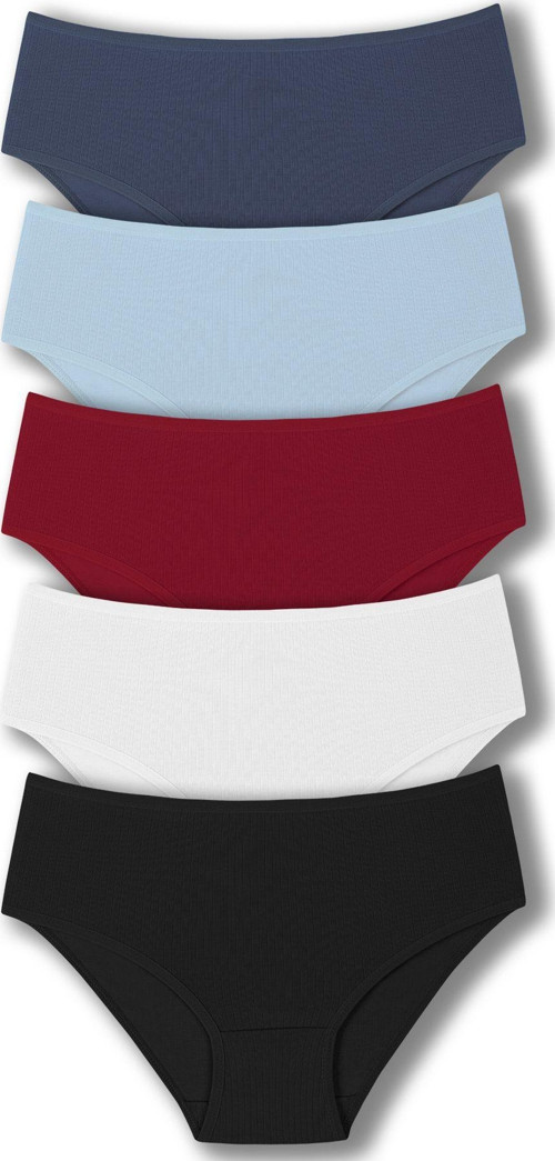 5'Li Pamuklu Fitilli Yüksek Bel Büyük Beden Kadın Külot