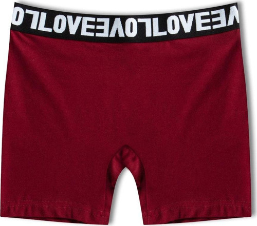 Bordo Love Lastik Pamuklu Kadın Tayt Şort