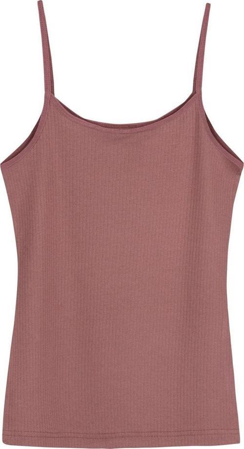 Koyu Kahverengi Pamuklu Ince Askılı Fitilli Kadın Atlet