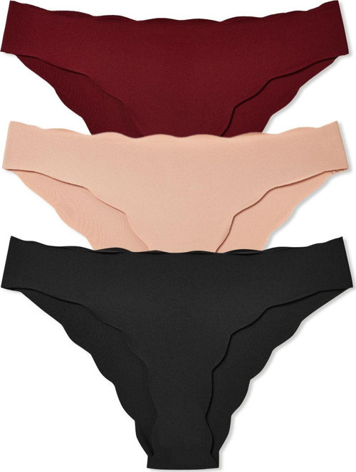 3'Lü Lazer Kesim Beli Ve Paçası Dalgalı Slip Kadın Külot