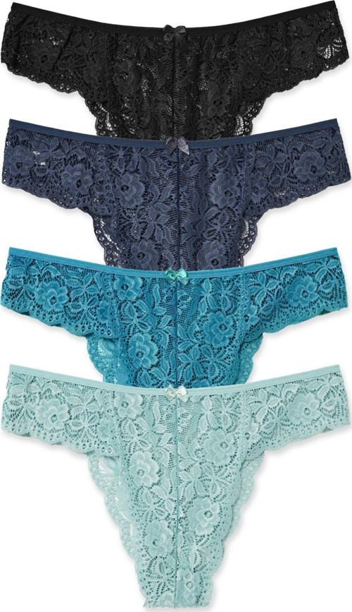 4'Lü Dantelli Yüksek Bel Büyük Beden Brazil Kadın Külot