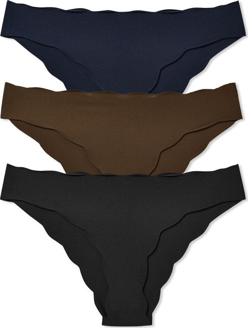 3'Lü Lazer Kesim Beli Ve Paçası Dalgalı Slip Kadın Külot