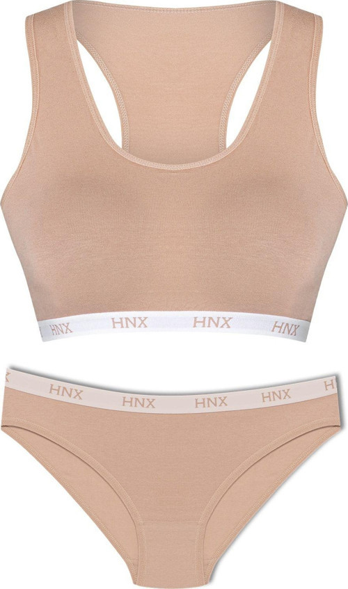 Açık Kahverengi Lastikli Spor Sütyen Ve Bikini Kadın Külot