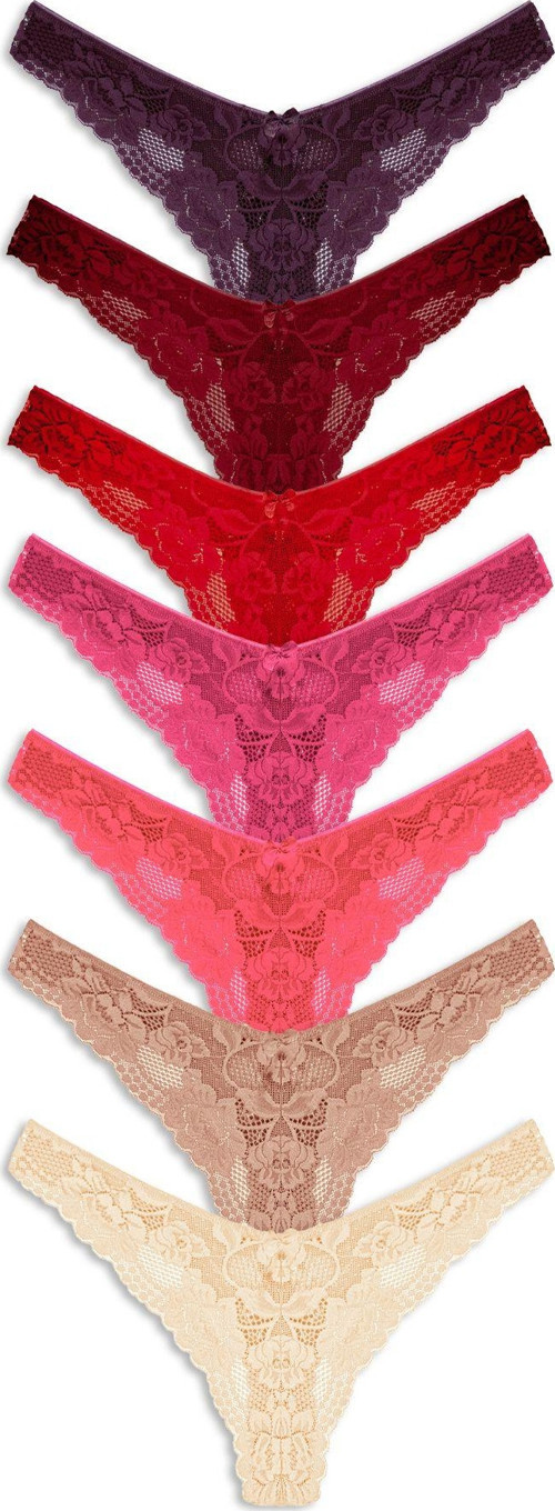 7'Li Dantelli Yüksek Bel Brezilya Kesim Tanga Kadın Külot